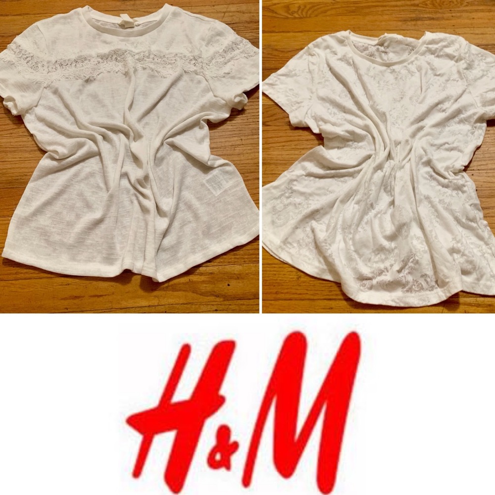 2 NWOT Ivory Lace Tops from H&M